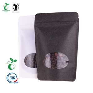 Промышленная разлагаемость кукурузного крахмала Stand Up Kraft Paper Pouch с окном и застежкой-молнией