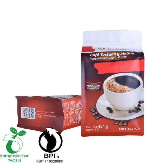 Food Ziplock Block Bottom Compostable Bag PLA Поставщик в Китае